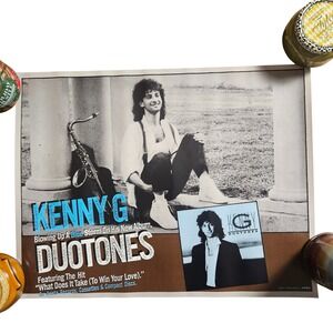 Kenny‎ G Duotones Vintage 1986 Promo Album Poster 17x22 Arista Records Jazz Funk